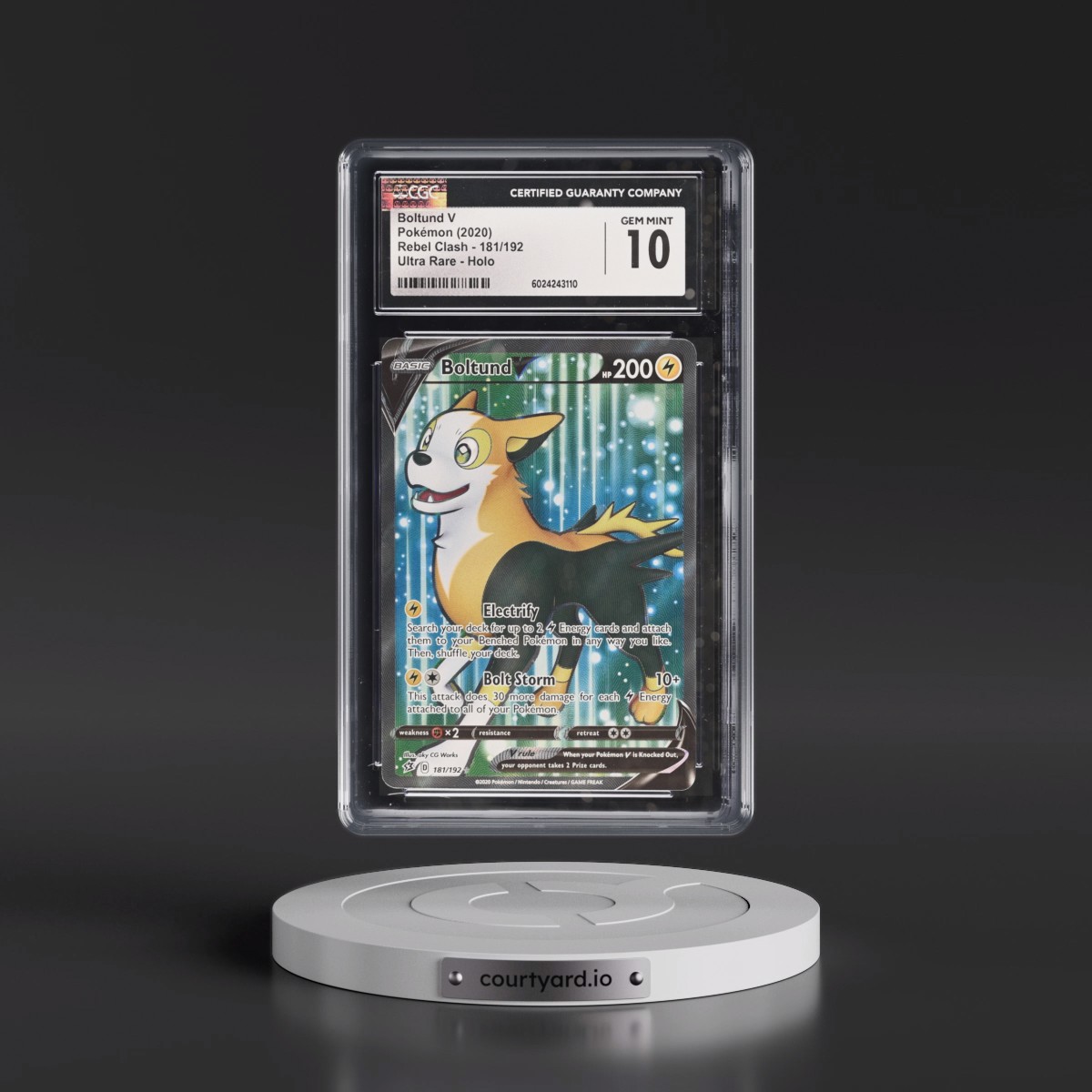 2020 Rebel Clash #181/192 Boltund V - Ultra Rare Holo (CGC 10 GEM MINT)