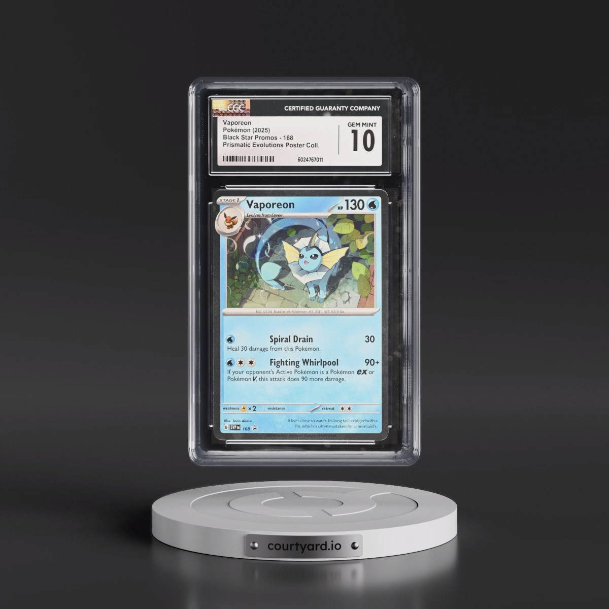 2023 Black Star Promos - Scarlet & Violet SVP EN #168 Vaporeon - Prismatic Evolutions Poster Collection (Cosmos Holo) (CGC 10 GEM MINT)