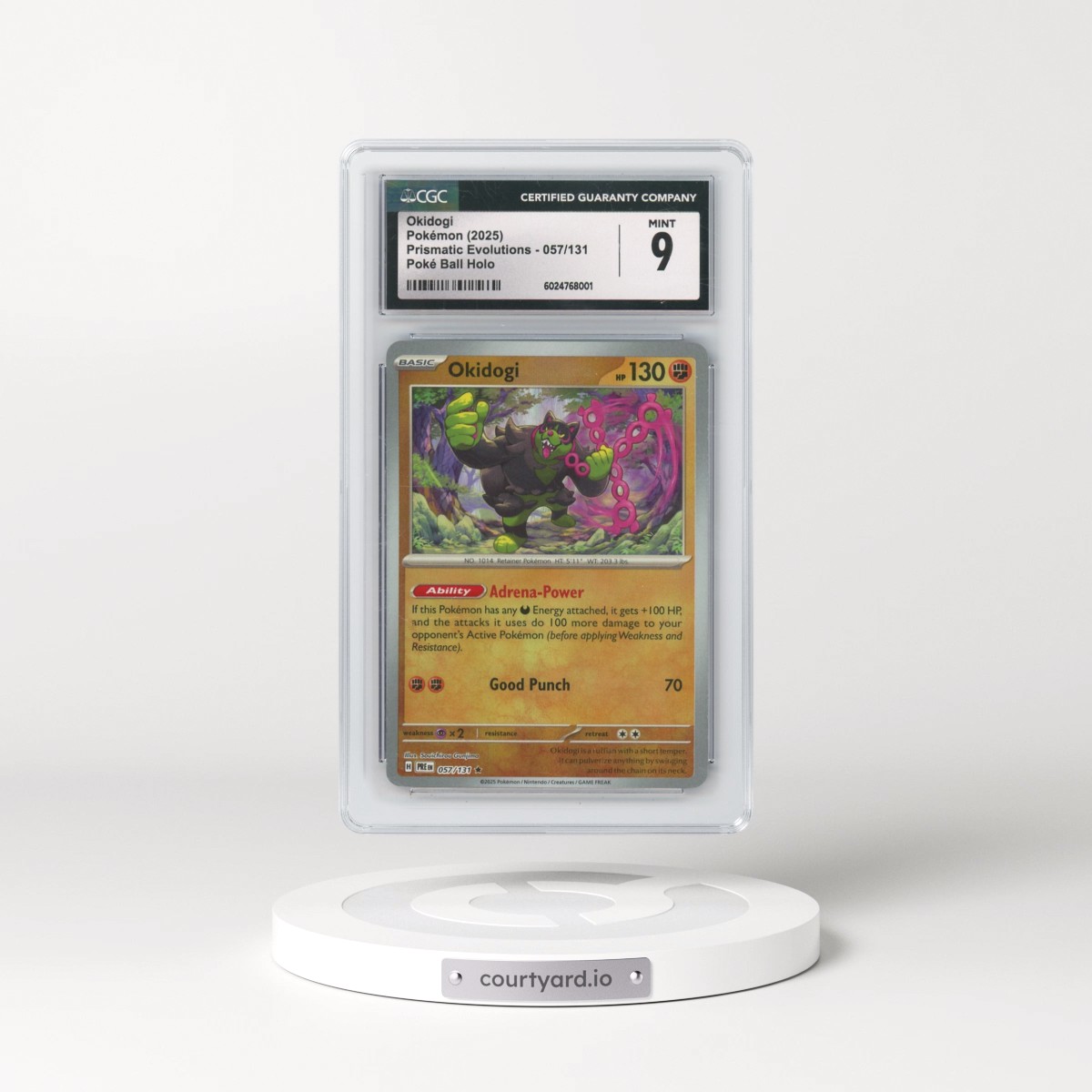 2025 Prismatic Evolutions - PRE EN #057/131 Okidogi - Poké Ball Holo (CGC 9 MINT)