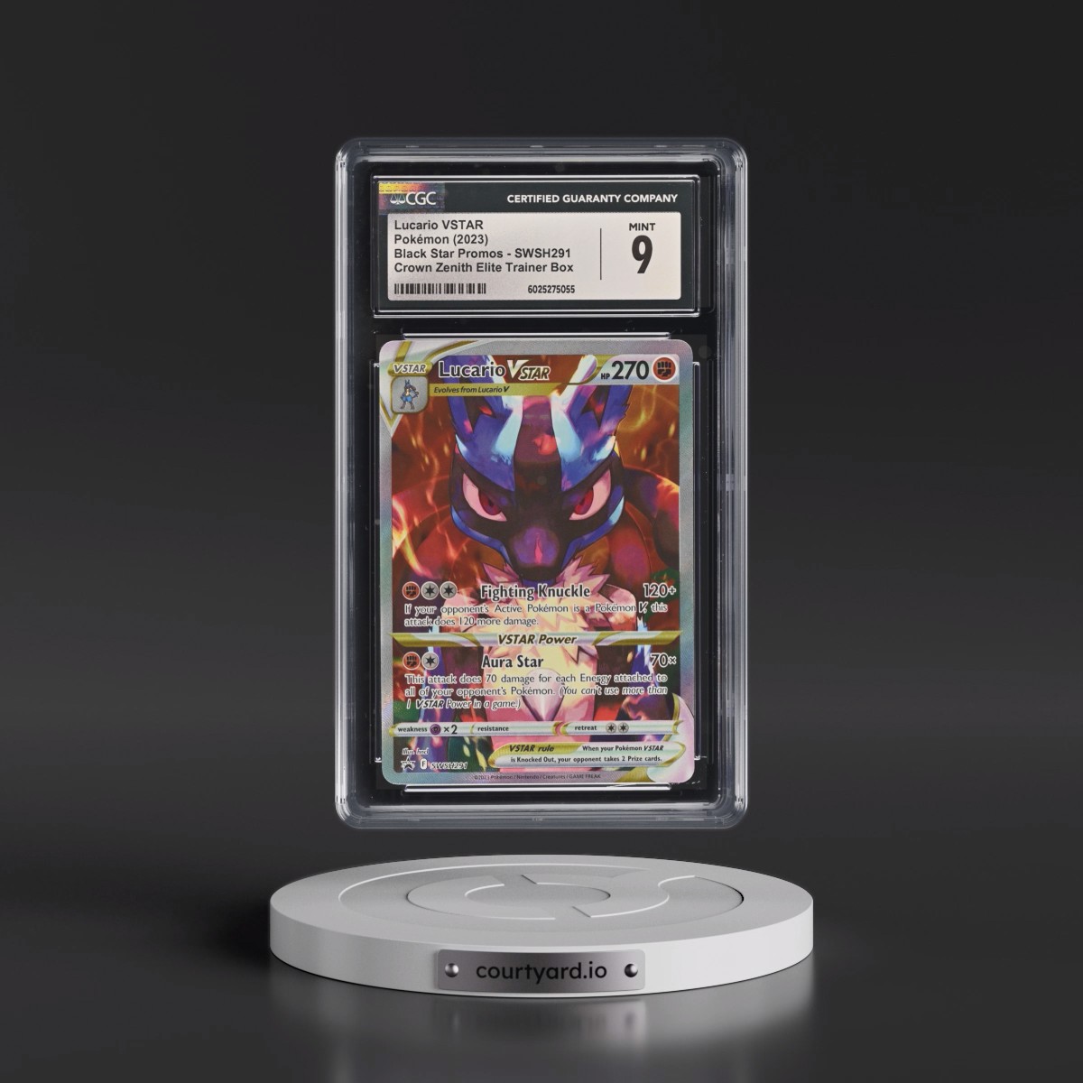 2017 Black Star Promos - Sword & Shield #SWSH291 Lucario VSTAR - Crown Zenith Elite Trainer Box (Holo) (CGC 9 MINT)