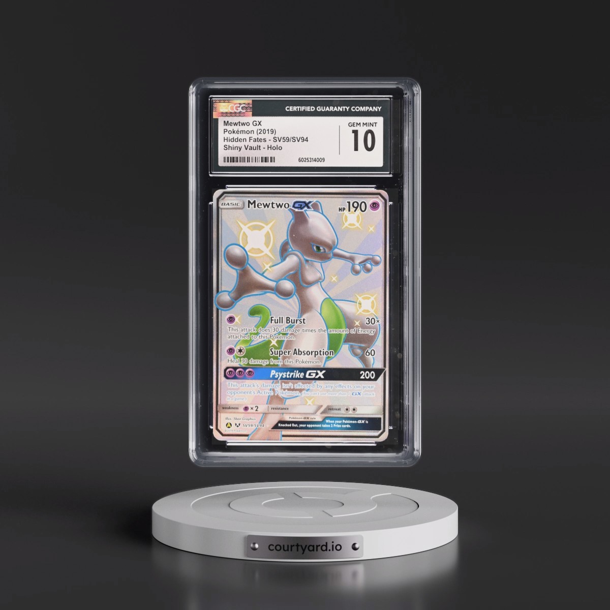 2019 Hidden Fates Mewtwo GX - Shiny Vault Holo #SV59/SV94 CGC 10