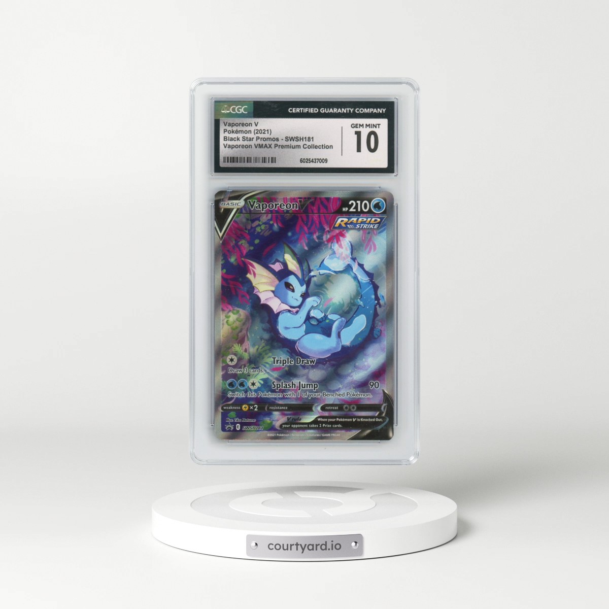 2017 Black Star Promos - Sword & Shield #SWSH181 Vaporeon V - Holo Vaporeon VMAX Premium Collection (CGC 10 GEM MINT)