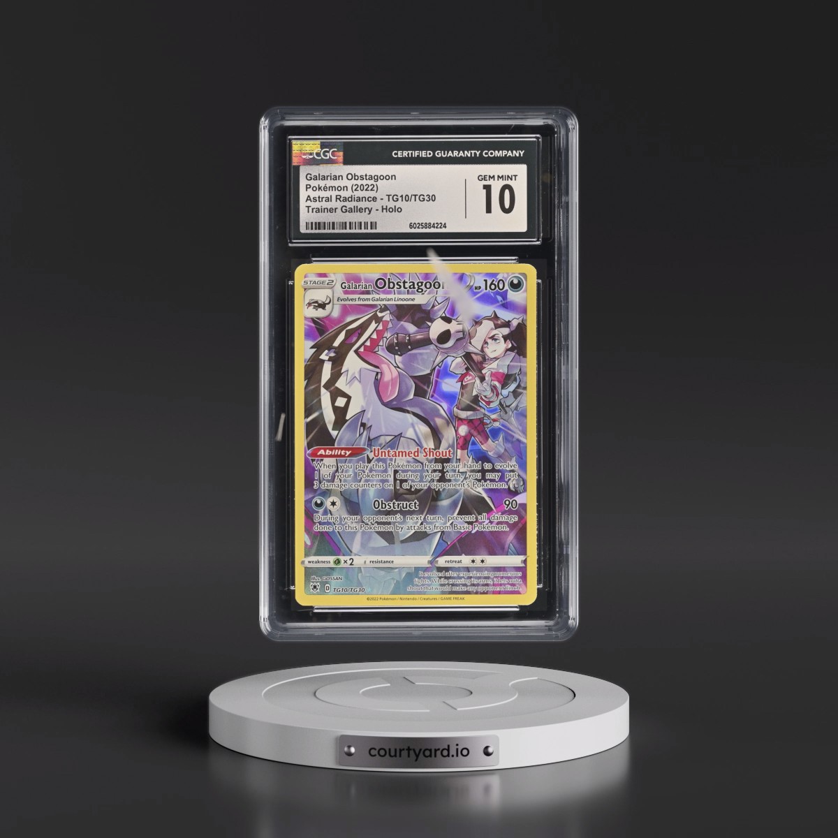 Astral Radiance #TG10/TG30 Galarian Obstagoon - Trainer Gallery Holo (CGC 10 GEM MINT)