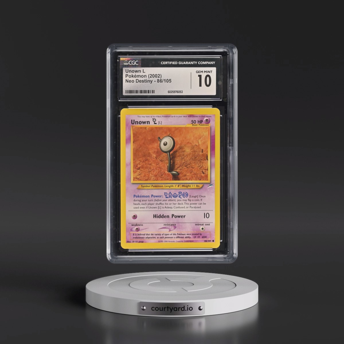 2002 Neo Destiny #86/105 Unown L (CGC 10 GEM MINT)