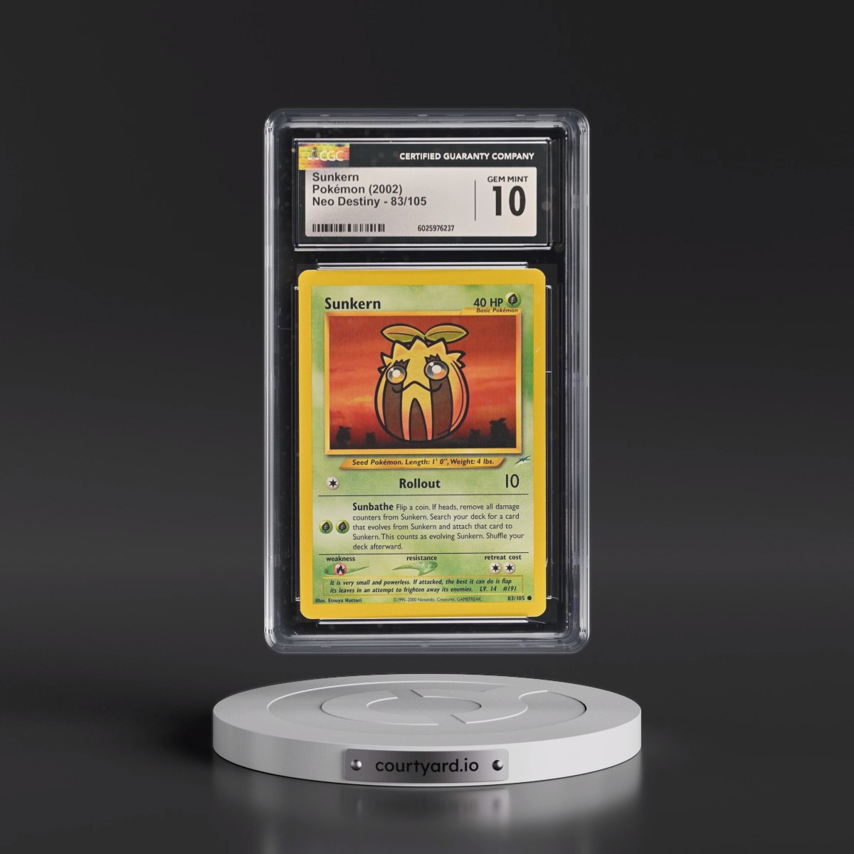2002 Neo Destiny #83/105 Sunkern (CGC 10 GEM MINT)