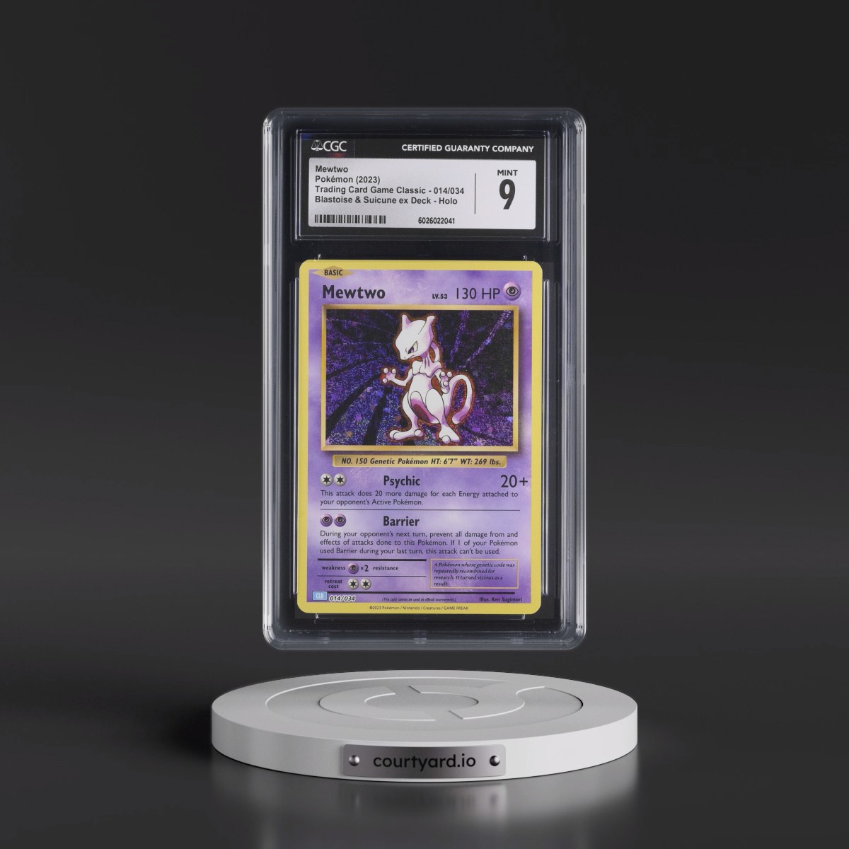 2023 Trading Card Game Classic - CLV, CLC, CLB #014/034 Mewtwo - Blastoise & Suicune ex Deck - CLB Holo (CGC 9 MINT)