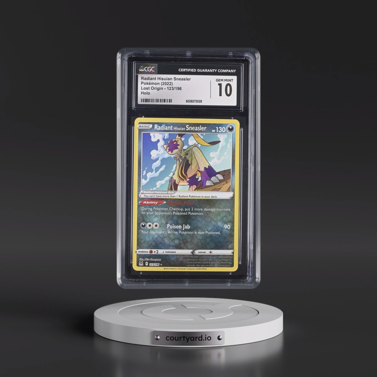 2022 Lost Origin #123/196 Radiant Hisuian Sneasler - Holo (CGC 10 GEM MINT)