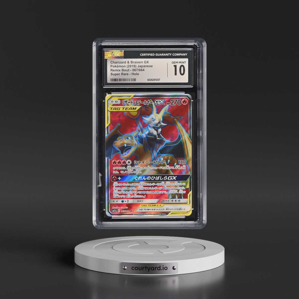 2019 Pokémon Sun & Moon Remix Bout #067 Charizard & Braixen GX - Holo Full Art (CGC 10 GEM MINT)