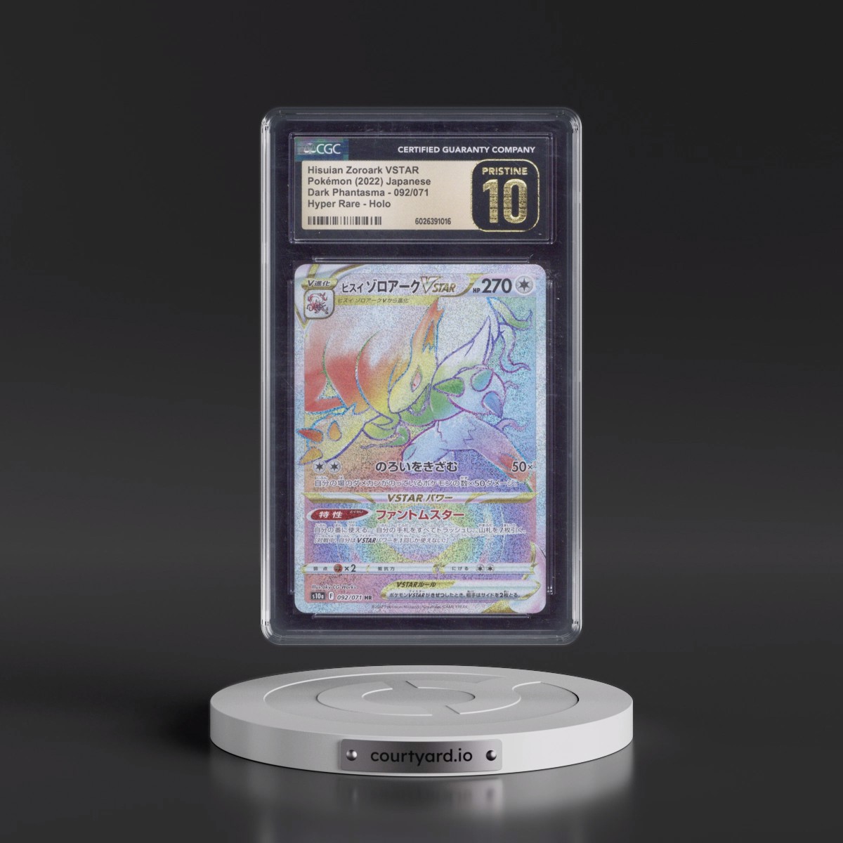 2021 Dark Phantasma #092/071 Hisuian Zoroark VSTAR - Hyper Rare Holo (CGC 10 PRISTINE)