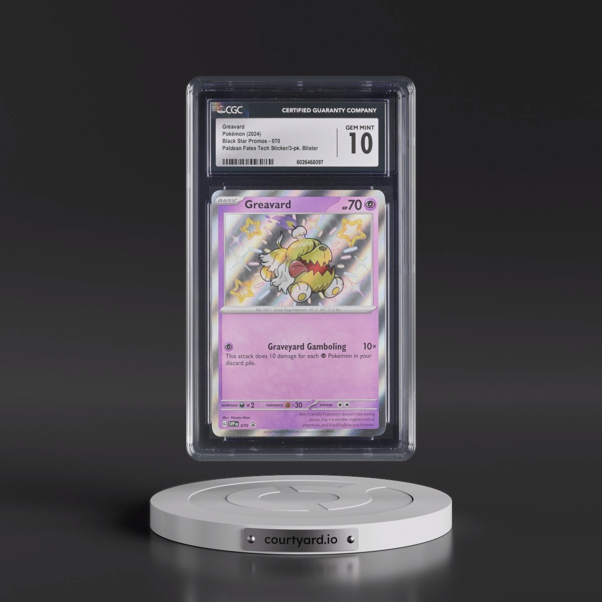 2023 Black Star Promos - Scarlet & Violet SVP EN #070 Greavard - Paldean Fates Tech Sticker Collection (CGC 10 GEM MINT)