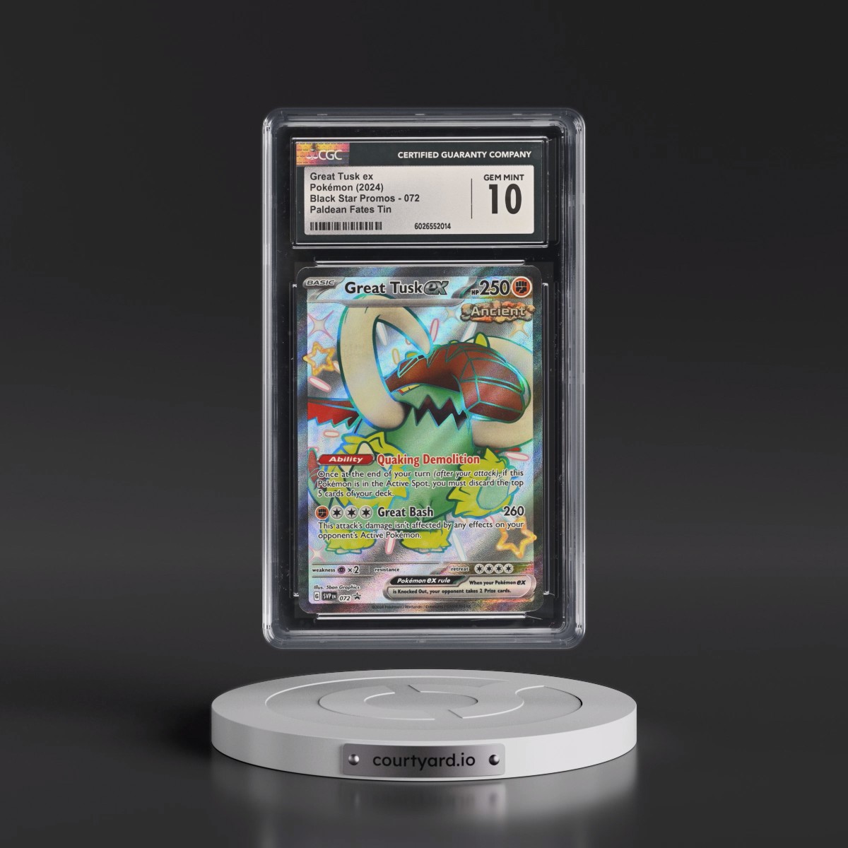 2023 Black Star Promos - Scarlet & Violet SVP EN #072 Great Tusk ex - Paldean Fates Tin (Holo) (CGC 10 GEM MINT)