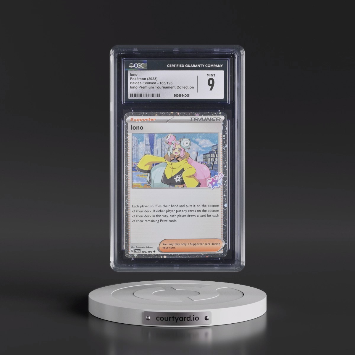 2023 Paldea Evolved - PAL EN #185/193 Iono - Iono Premium Tournament Collection (Cosmos Holo) (CGC 9 MINT)