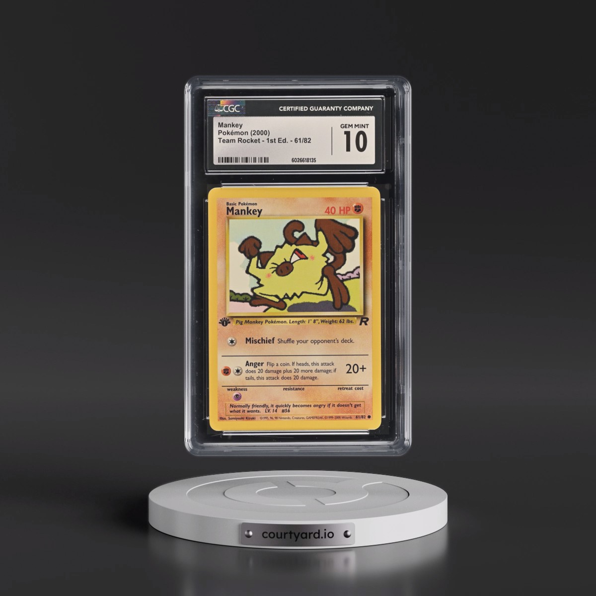 2000 Team Rocket #61/82 Mankey - 1st Edition 1st Edition (CGC 10 GEM MINT)