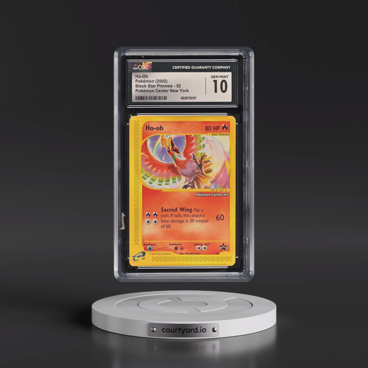 2002 Pokémon League Promo Black Star #52 HO-Oh - Pokemon Center NY (CGC 10 GEM MINT)