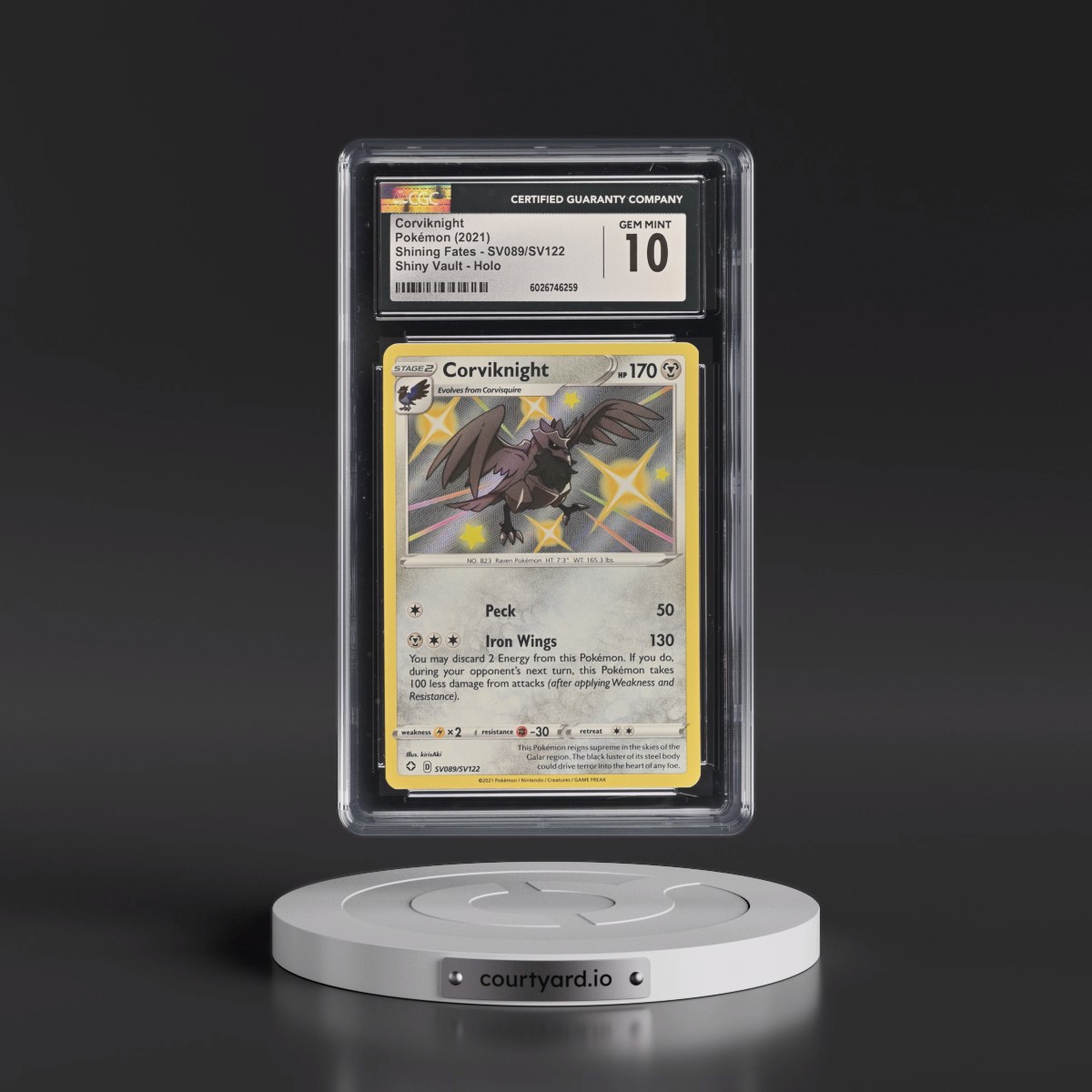2021 Shining Fates #SV089/SV122 Corviknight - Shiny Vault Holo (CGC 10 GEM MINT)