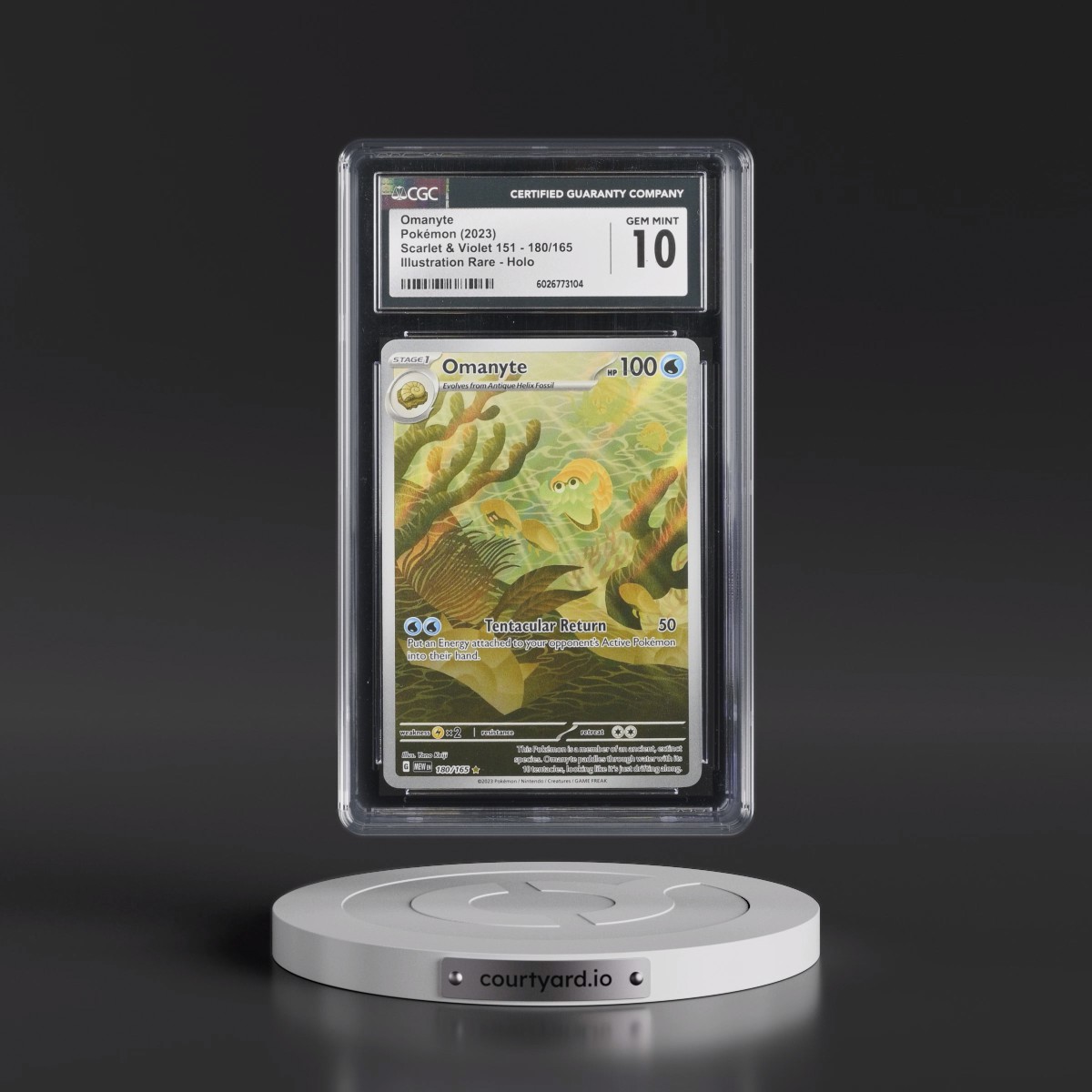 2023 Scarlet & Violet 151 - MEW EN #180/165 Omanyte - Illustration Rare (CGC 10 GEM MINT)