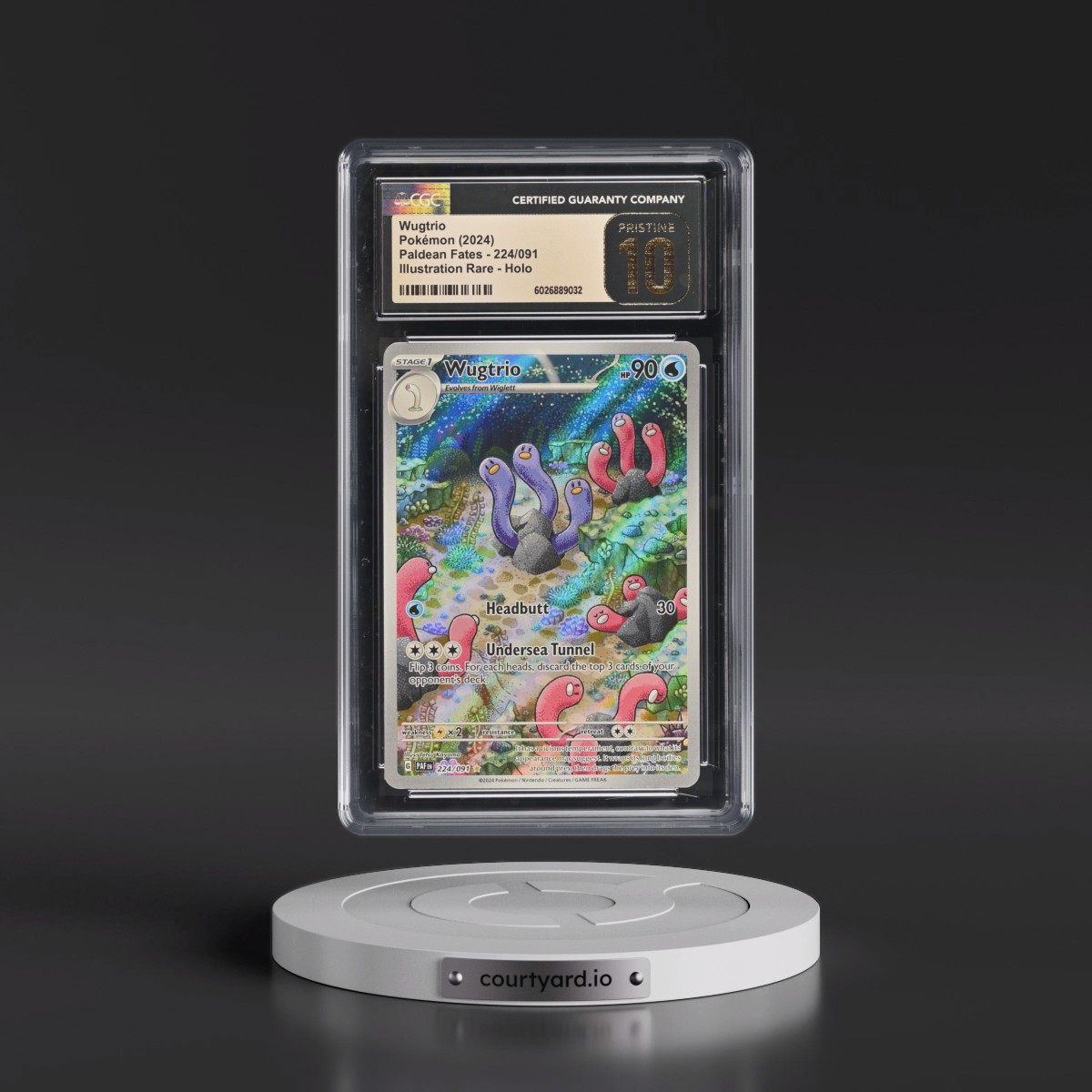 2024 Paldean Fates - PAF EN #224/091 Wugtrio - Illustration Rare Holo (CGC 10 PRISTINE)