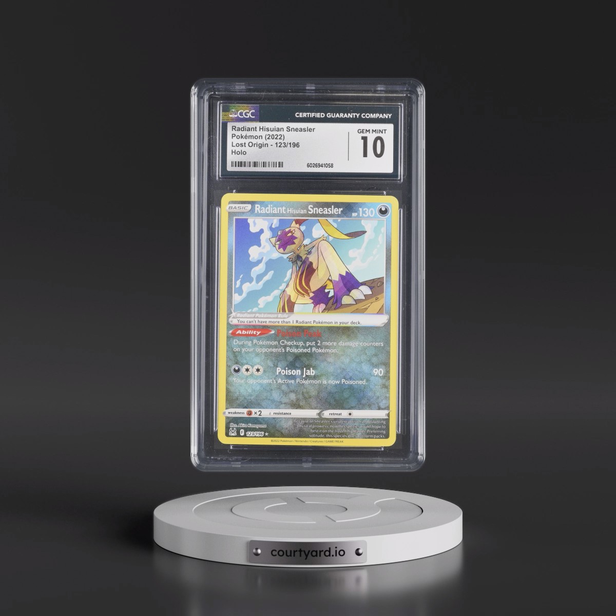 2022 Lost Origin #123/196 Radiant Hisuian Sneasler - Holo (CGC 10 GEM MINT)