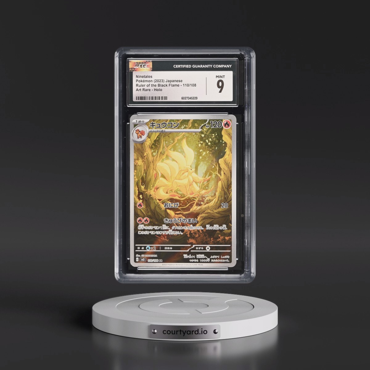 2023 Ruler of the Black Flame #110/108 Ninetales - Art Rare Holo (CGC 9 MINT)
