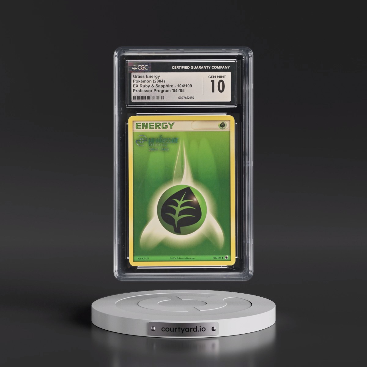 2003 EX Ruby & Sapphire (2003 Copyright, w/ "e" Symbol) #104/109 Grass Energy - Professor Program 2004-2005 (CGC 10 GEM MINT)