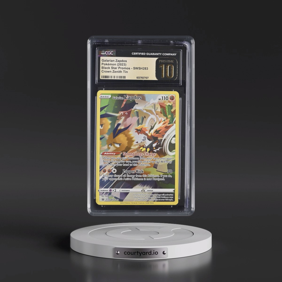 2017 Black Star Promos - Sword & Shield #SWSH283 Galarian Zapdos - Crown Zenith Tin (Holo) (CGC 10 PRISTINE)