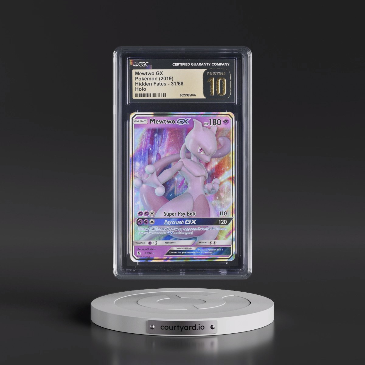 2019 Hidden Fates #31/68 Mewtwo GX - Holo (CGC 10 PRISTINE)
