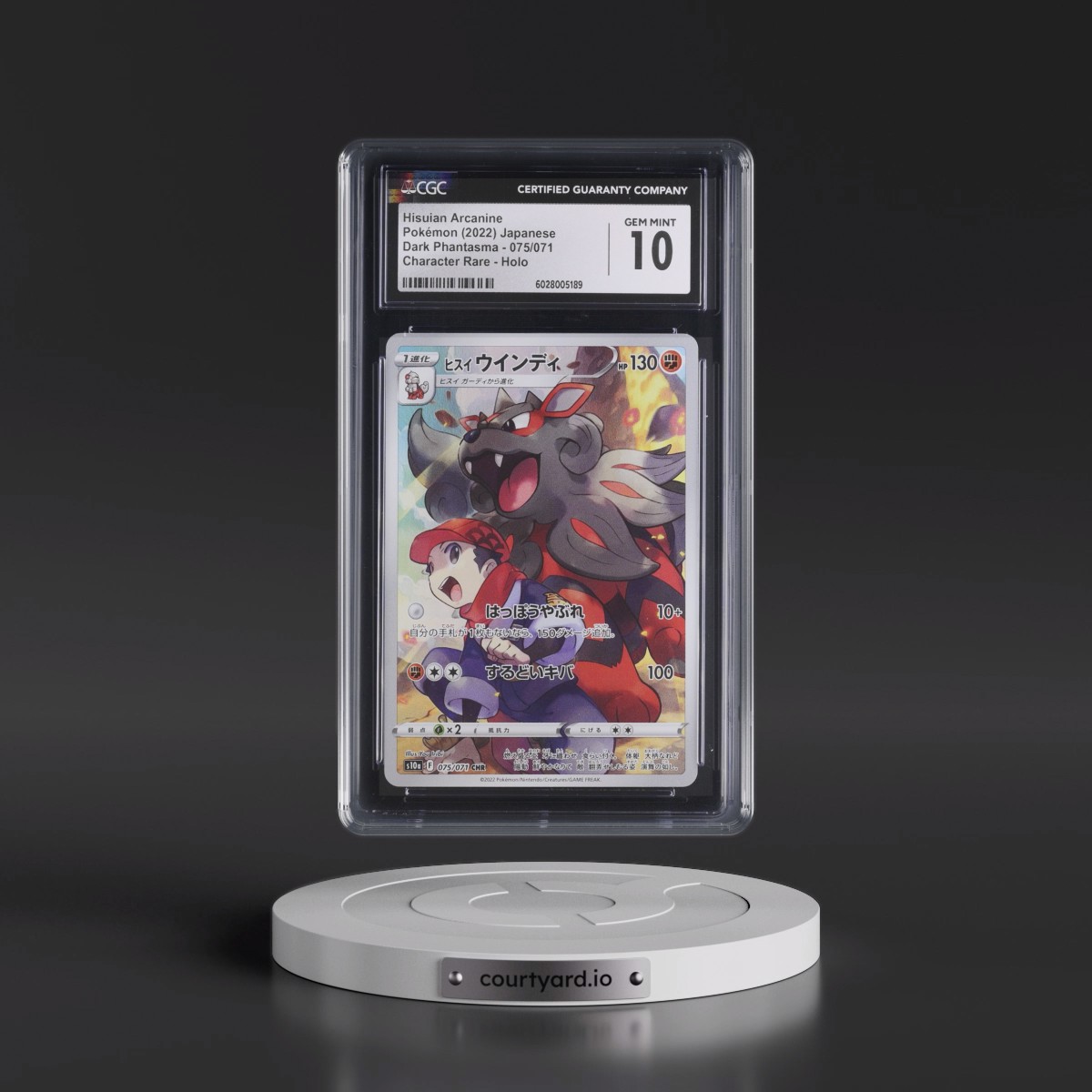 2021 Dark Phantasma #075/071 Hisuian Arcanine - Character Rare Holo (CGC 10 GEM MINT)