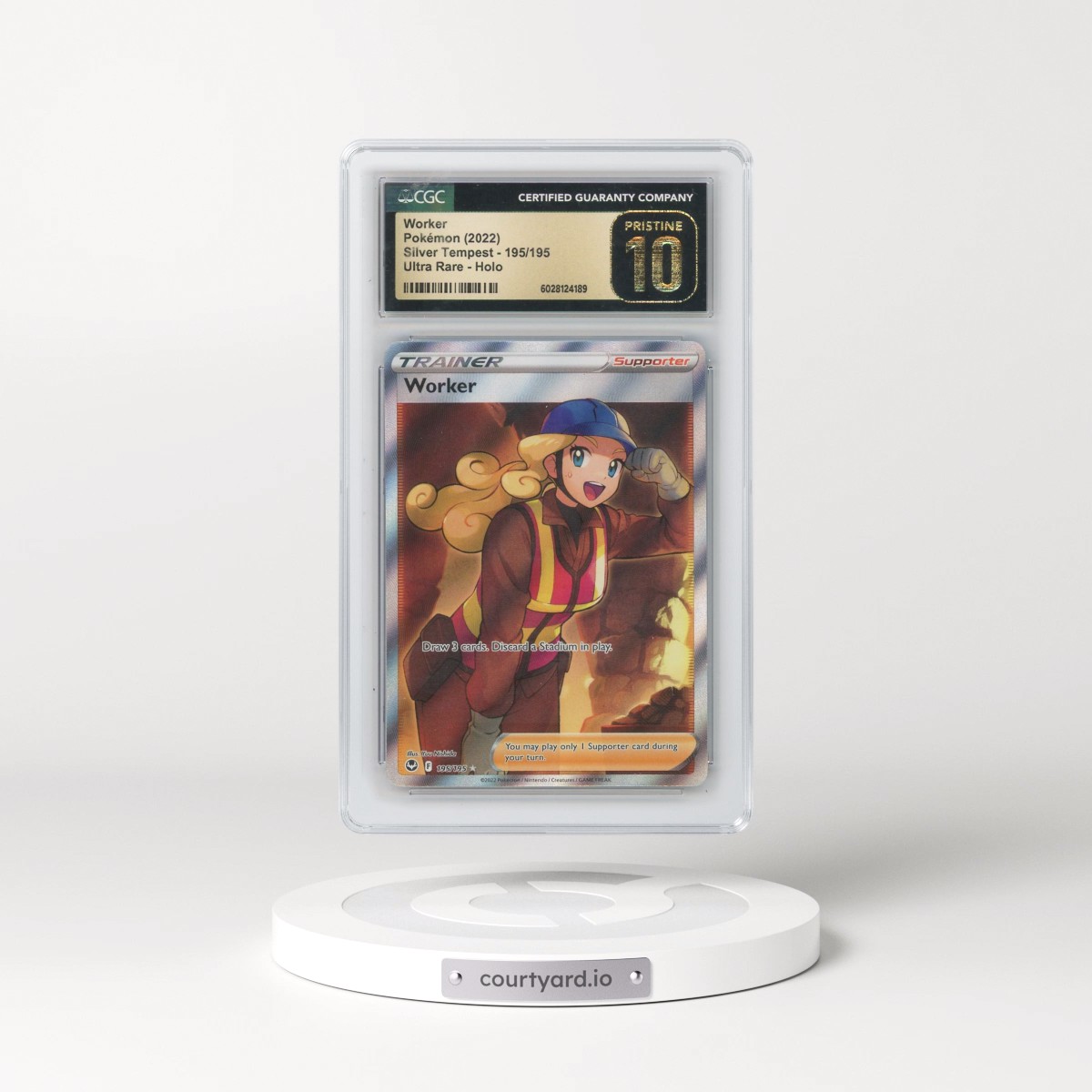 2022 Silver Tempest #195/195 Worker - Ultra Rare Holo (CGC 10 PRISTINE)
