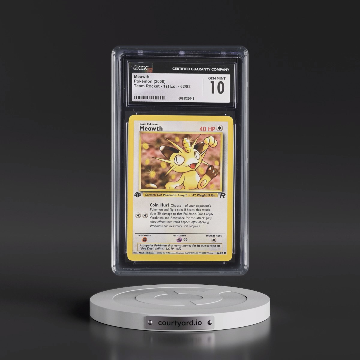 2000 Team Rocket #62/82 Meowth - 1st Edition 1st Edition (CGC 10 GEM MINT)