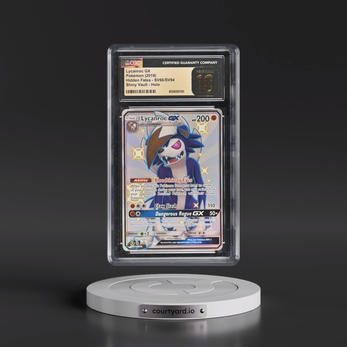 2019 Hidden Fates #SV66/SV94 Lycanroc GX - Shiny Vault Holo (CGC 10 PRISTINE)