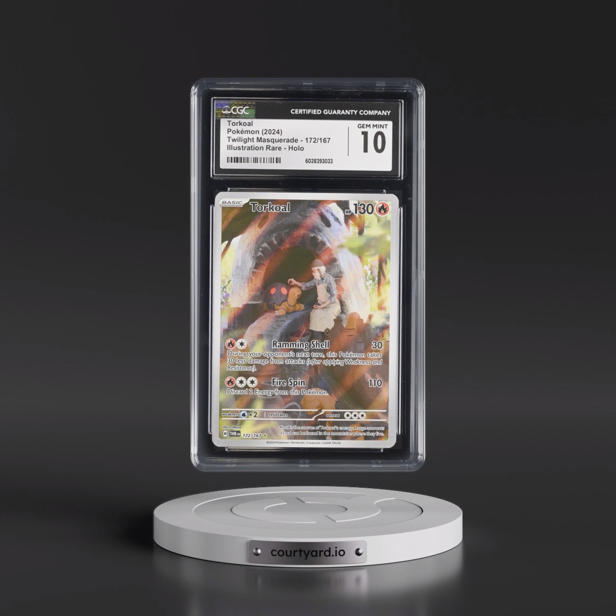 2024 Twilight Masquerade - TWM EN #172/167 Torkoal - Illustration Rare Holo (CGC 10 GEM MINT)