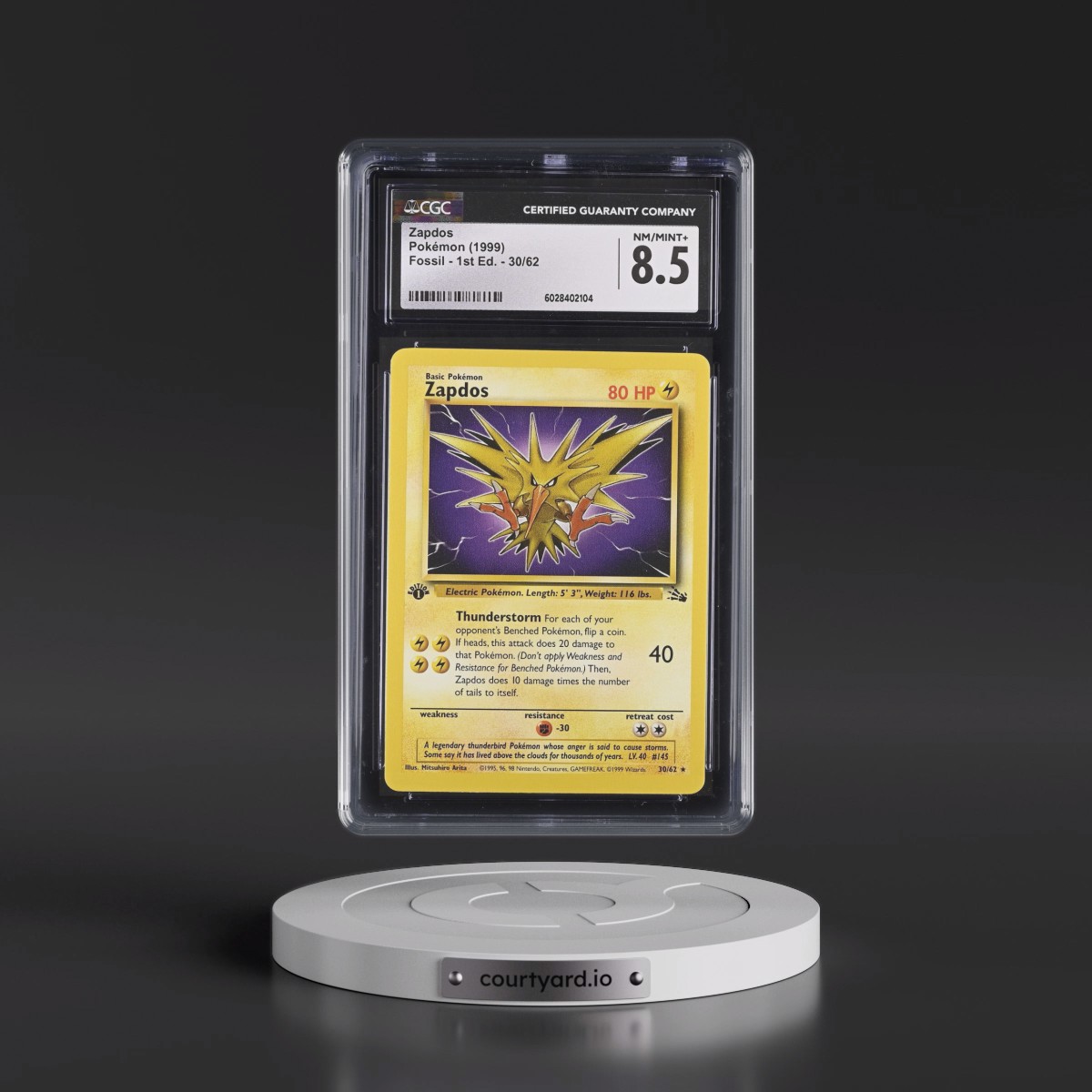 1999 Fossil #30/62 Zapdos - 1st Edition 1st Edition (CGC 8.5 NM-MT+)