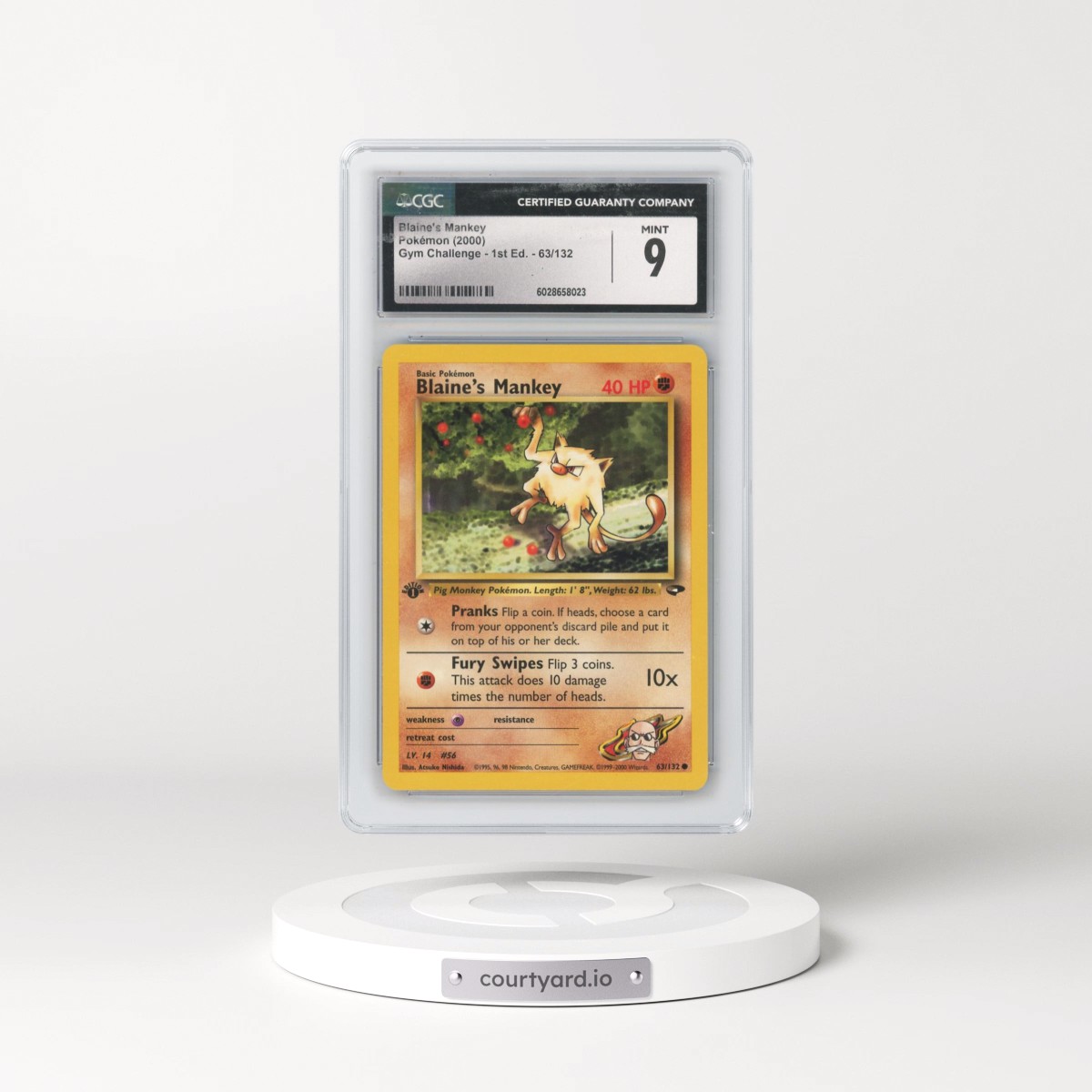2000 Gym Challenge #63/132 Blaine's Mankey - 1st Edition 1st Edition (CGC 9 MINT)
