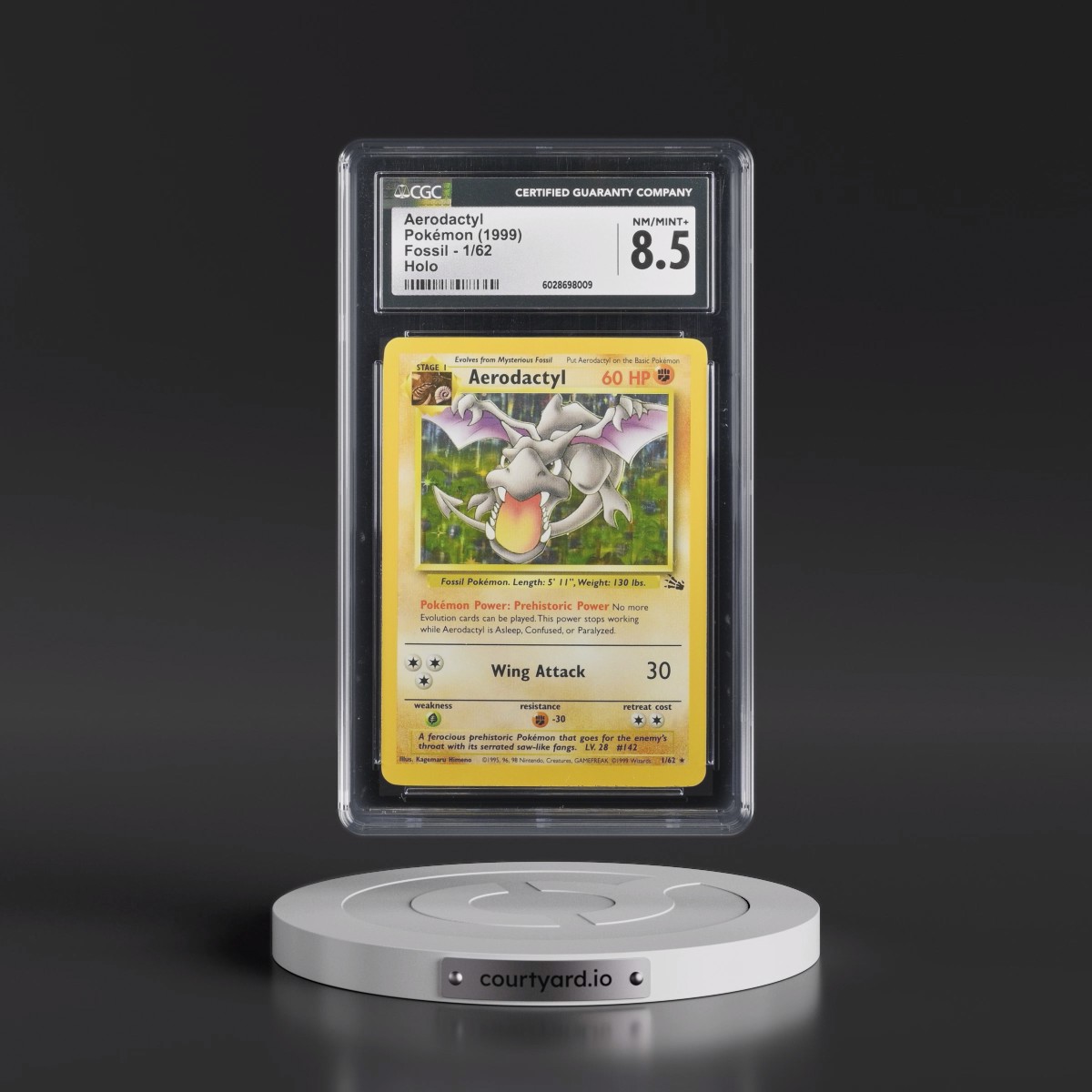1999 Fossil #1/62 Aerodactyl - Galaxy Star Holo (CGC 8.5 NM-MT+)