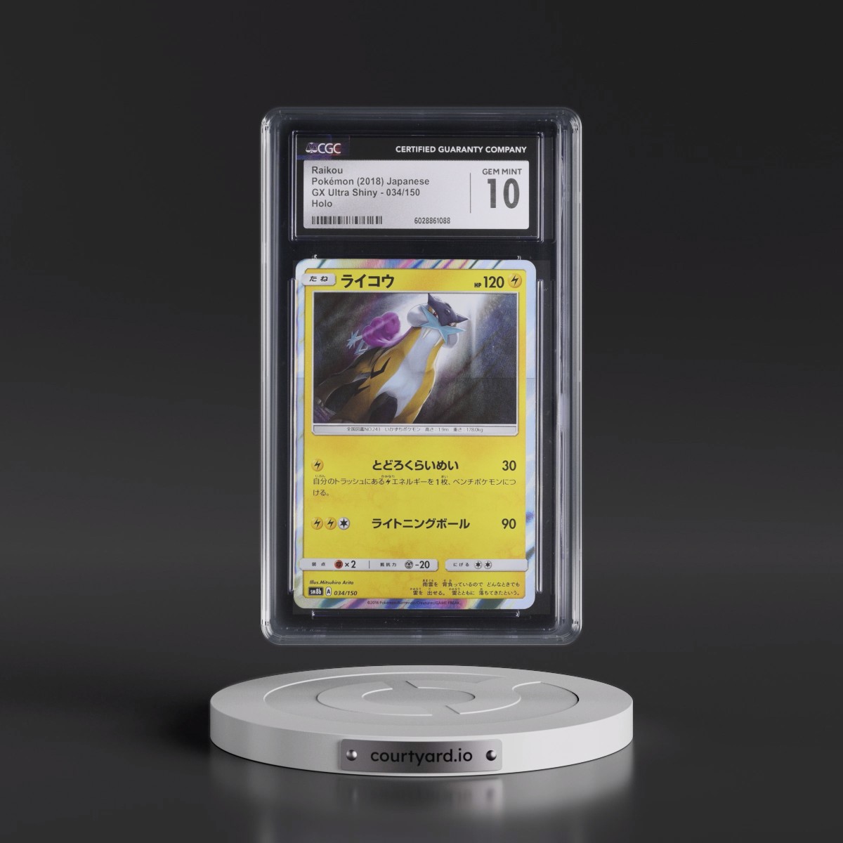 2018 GX Ultra Shiny Raikou - Holo #034/150 CGC 10
