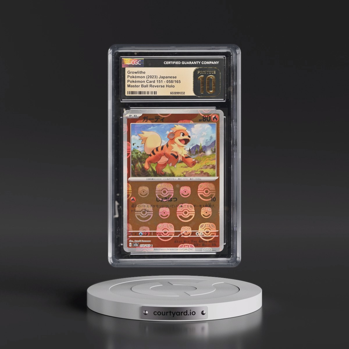 2023 Pokémon Card 151 #058/165 Growlithe - Reverse Holo Master Ball (CGC 10 PRISTINE)