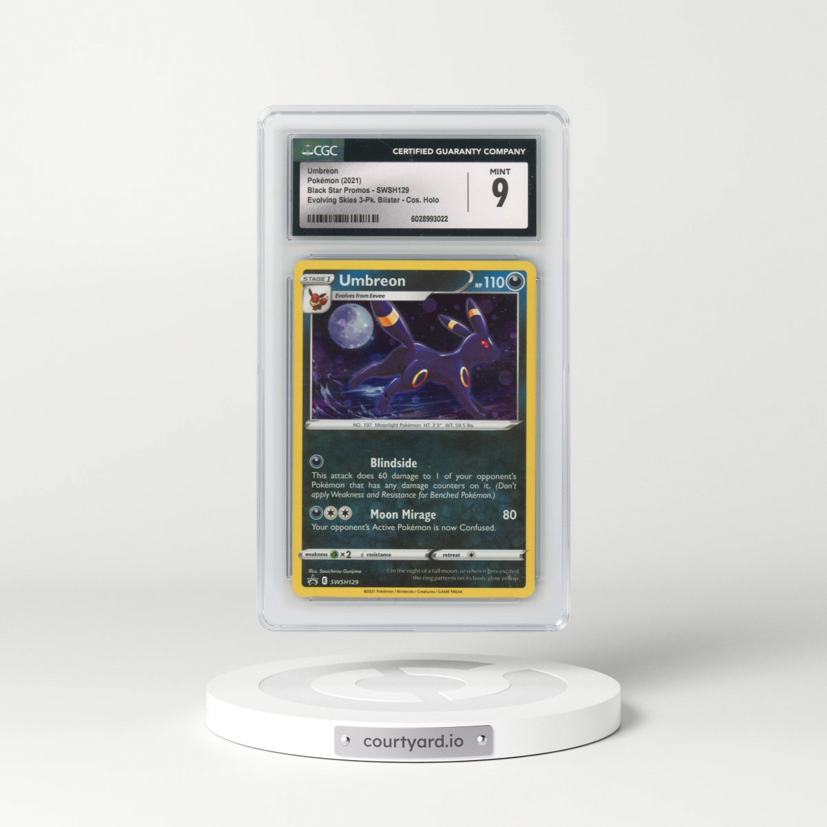 2021 Pokémon Swsh Black Star Promo #129 Umbreon - Holo Evolving Skies Three Pack Blisters (CGC 9 MINT)