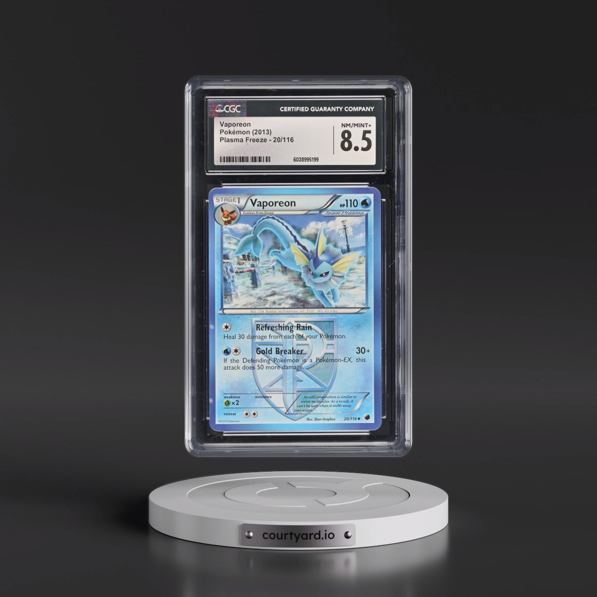 2013 Plasma Freeze #20/116 Vaporeon (CGC 8.5 NM-MT+)