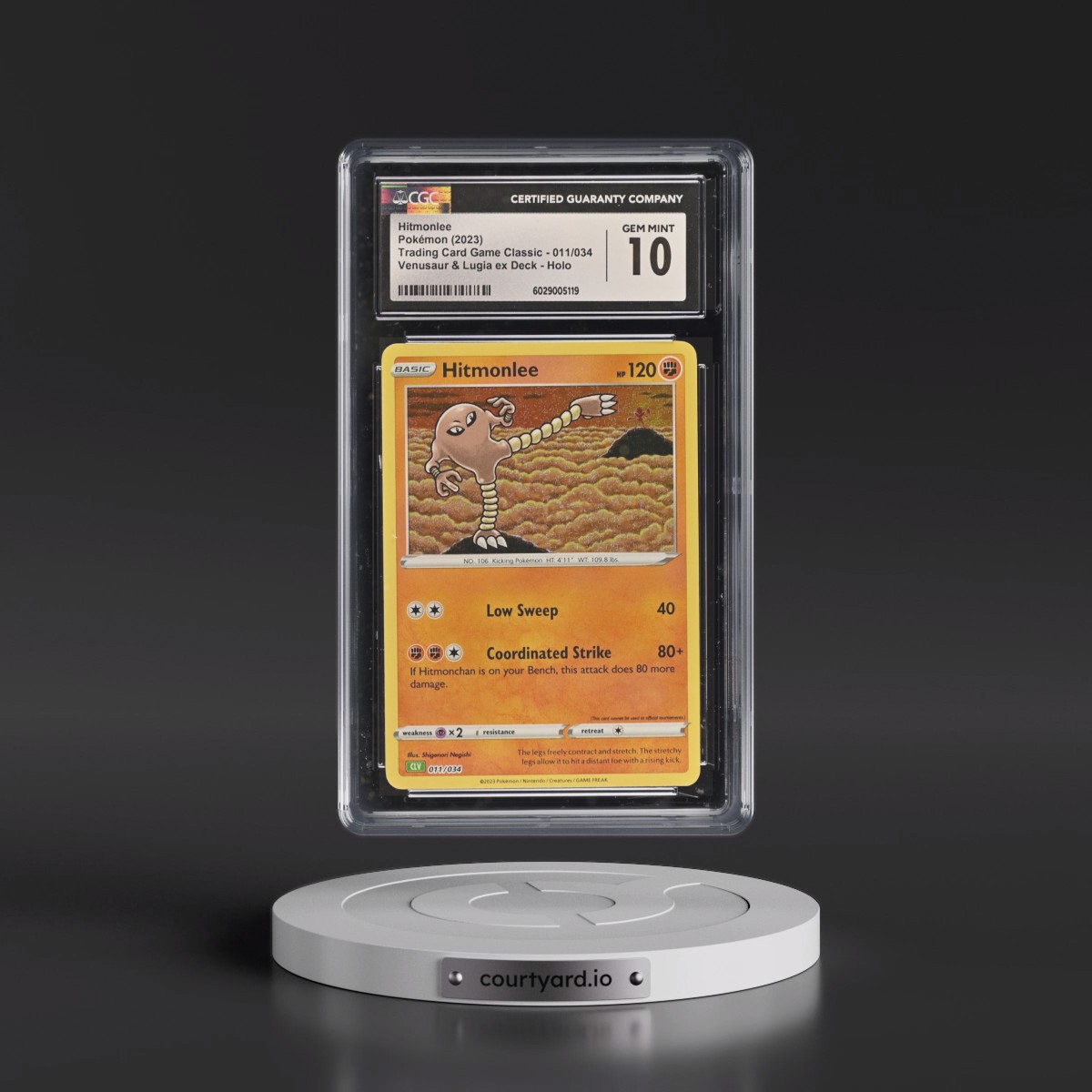 2023 Trading Card Game Classic - CLV, CLC, CLB #011/034 Hitmonlee - Venusaur & Lugia ex Deck - CLV Holo (CGC 10 GEM MINT)