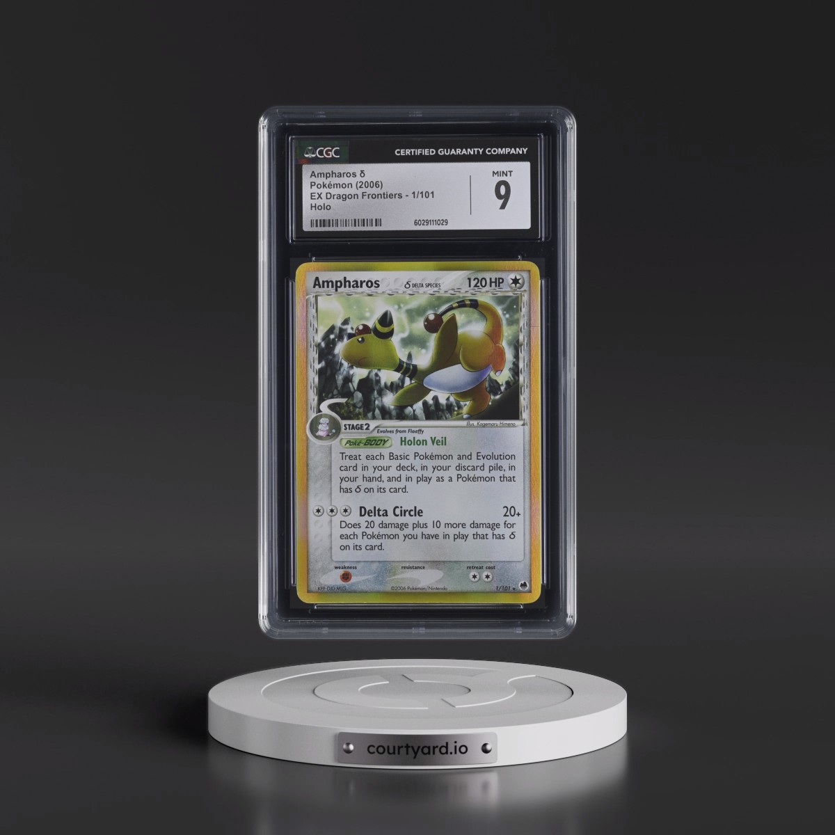 2006 EX Dragon Frontiers #1/101 Ampharos δ - Holo (CGC 9 MINT)
