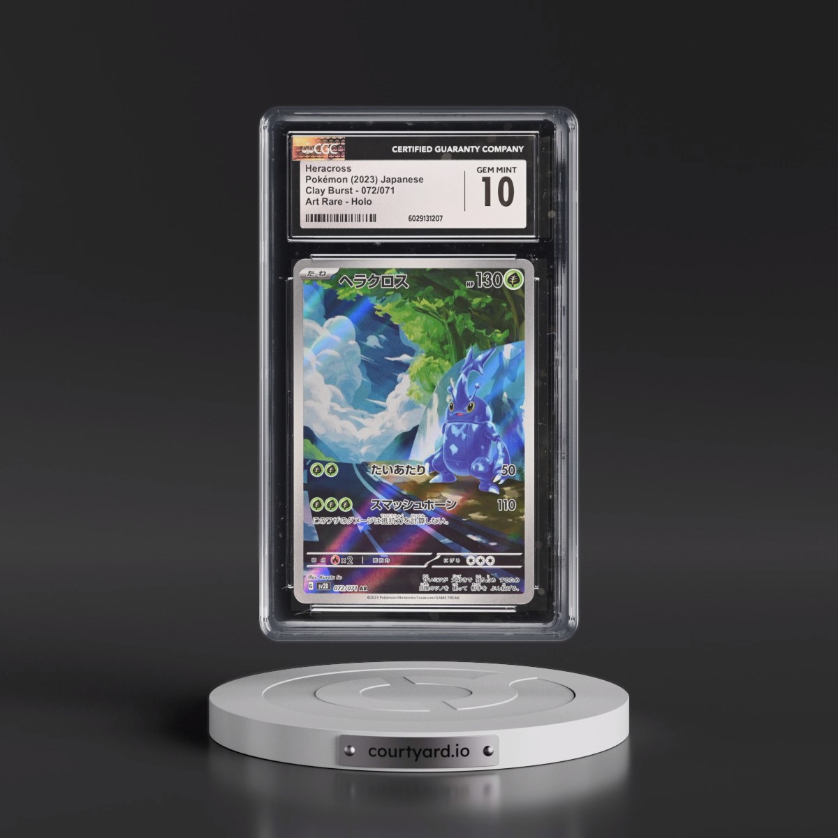2023 Clay Burst #072/071 Heracross - Art Rare Holo (CGC 10 GEM MINT)