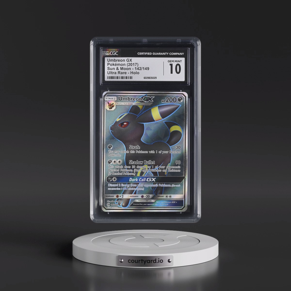 2017 Sun & Moon #142/149 Umbreon GX - Ultra Rare Holo (CGC 10 GEM MINT)
