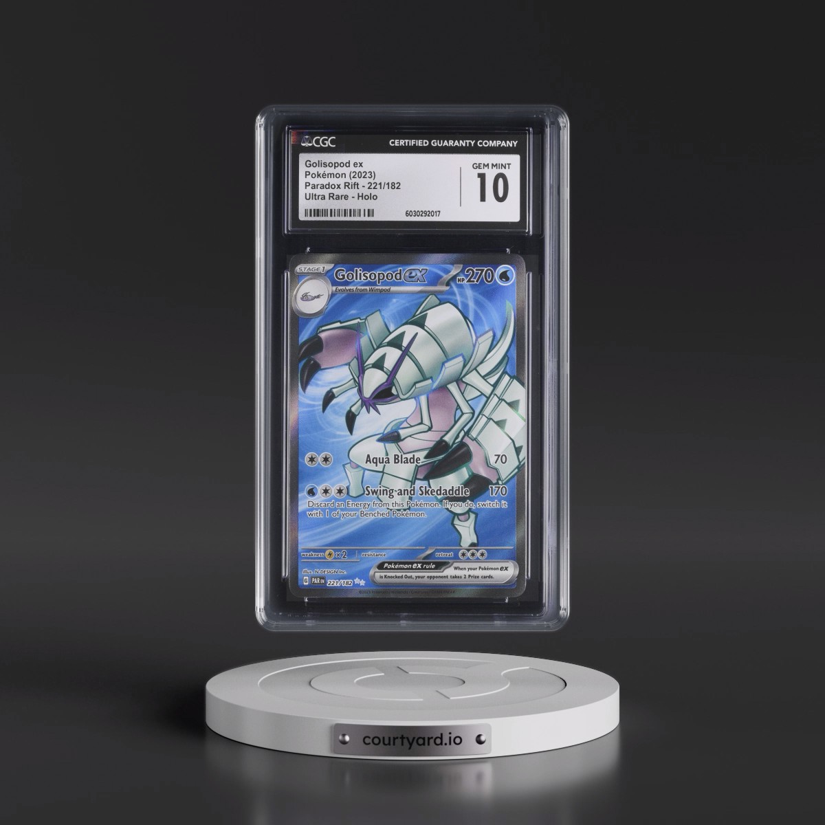 2023 Paradox Rift - PAR EN #221/182 Golisopod ex - Ultra Rare Holo (CGC 10 GEM MINT)