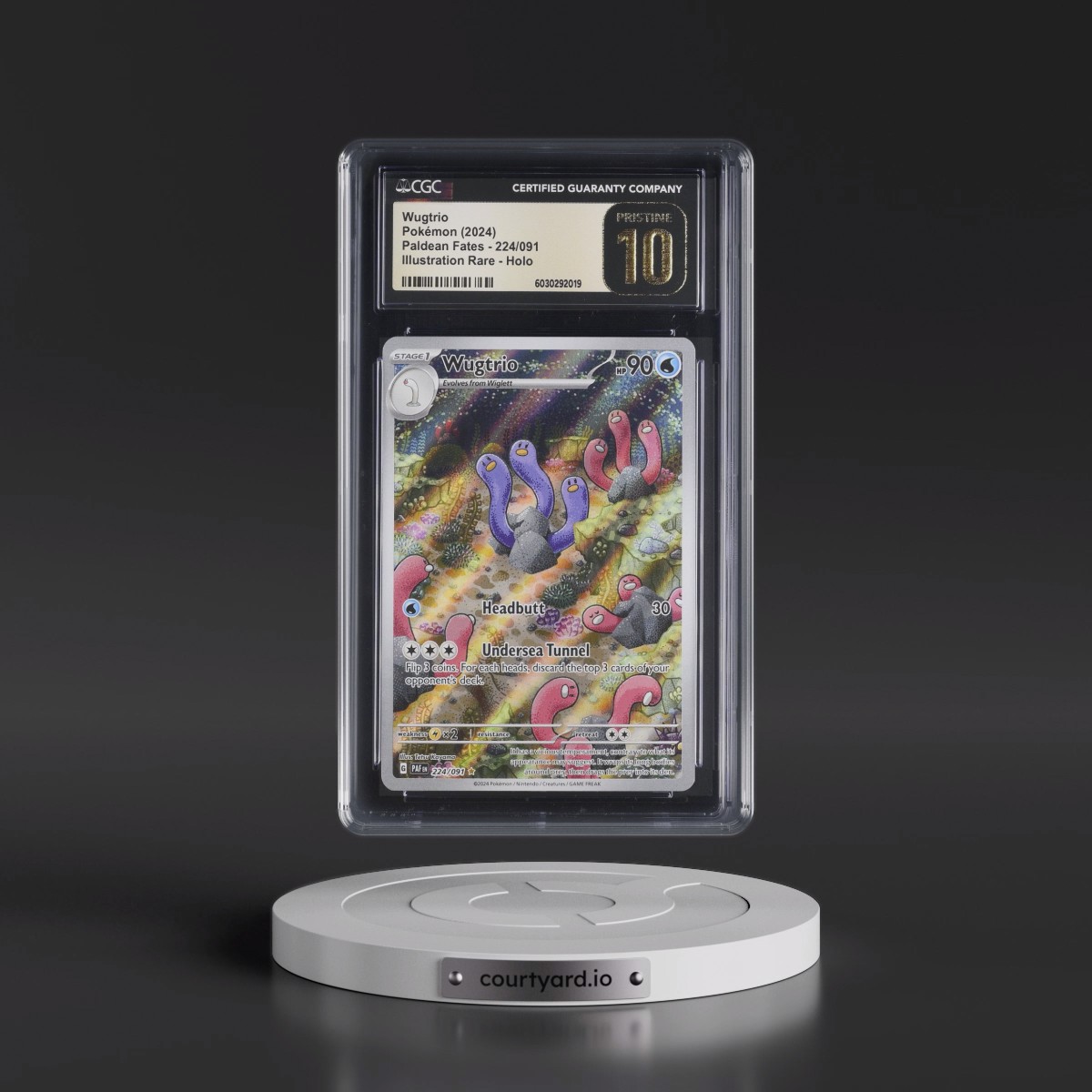 2024 Pokémon Paf EN-Paldean Fates #224 Wugtrio - Illustration Rare (CGC 10 PRISTINE)
