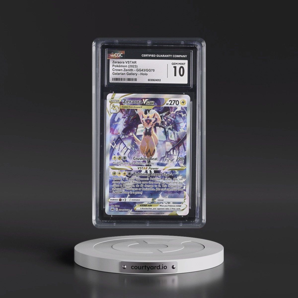 2023 Crown Zenith #GG43/GG70 Zeraora VSTAR - Galarian Gallery Holo (CGC 10 GEM MINT)