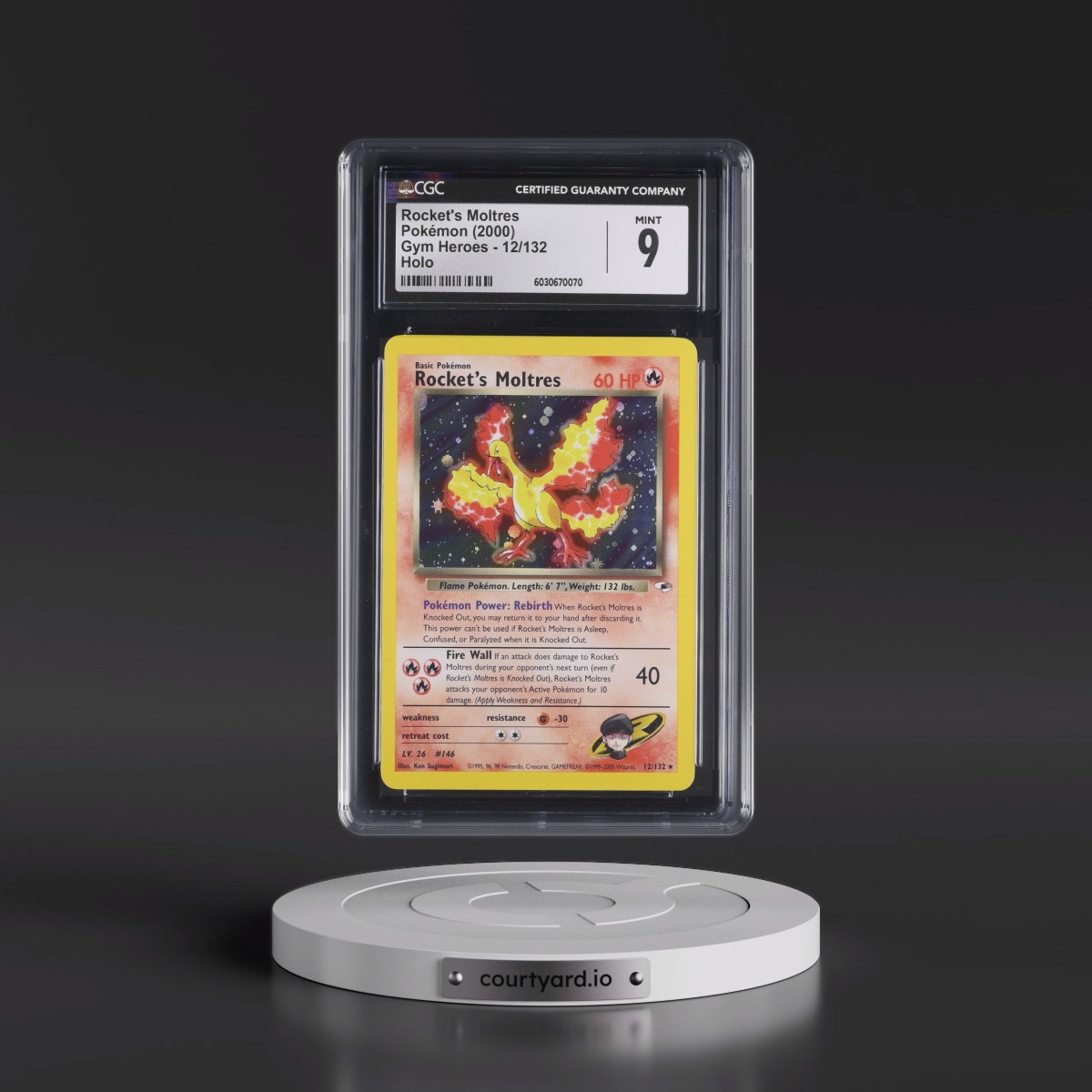 2000 Gym Heroes #12/132 Rocket's Moltres - Holo (CGC 9 MINT)