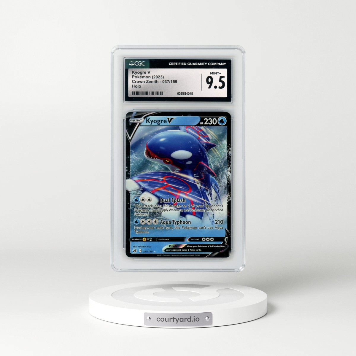 2023 Crown Zenith #037/159 Kyogre V - Holo (CGC 9.5 MINT+)
