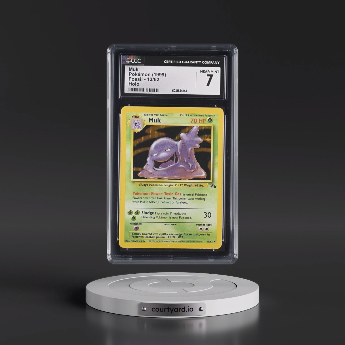 1999 Fossil #13/62 Muk - Galaxy Star Holo (CGC 7 NM)