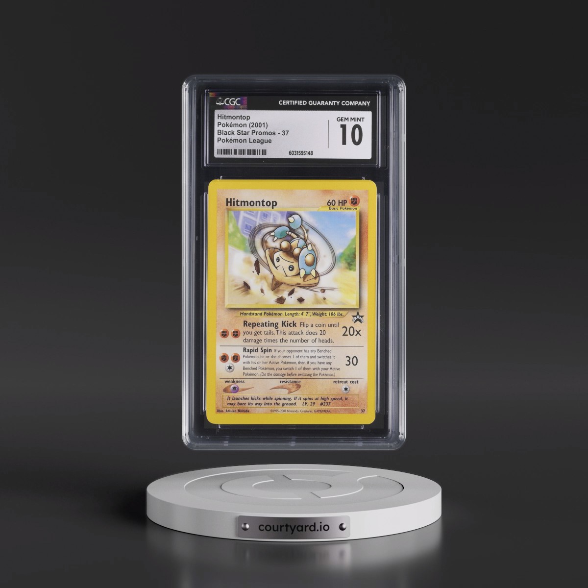 1999 Black Star Promos #37 Hitmontop - Pokémon League (CGC 10 GEM MINT)