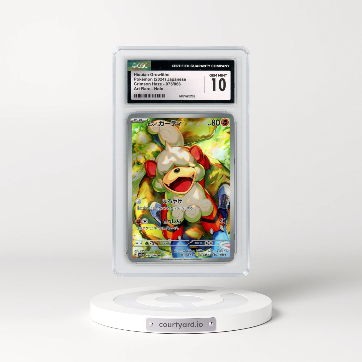 2024 Crimson Haze #075/066 Hisuian Growlithe - Art Rare Holo (CGC 10 GEM MINT)